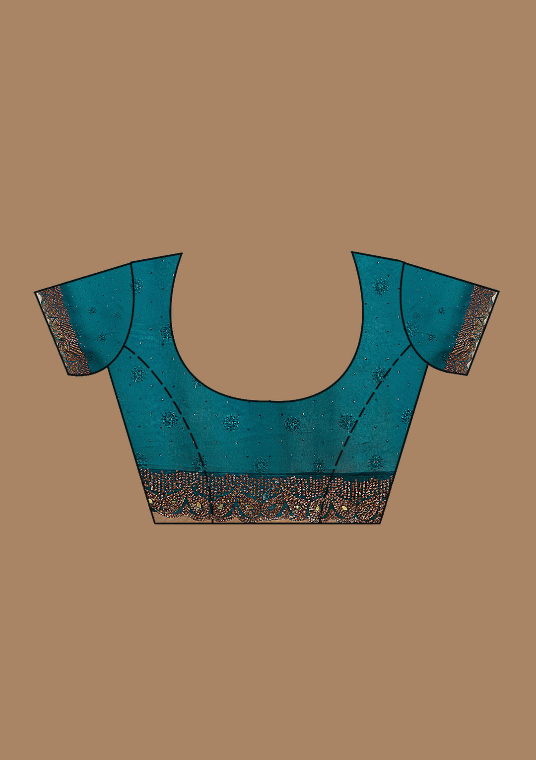 Peacock Blue Threadwork Georgette Saree