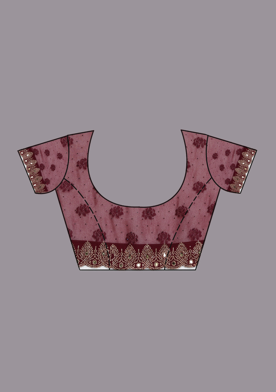 Wine Threadwork Georgette Saree