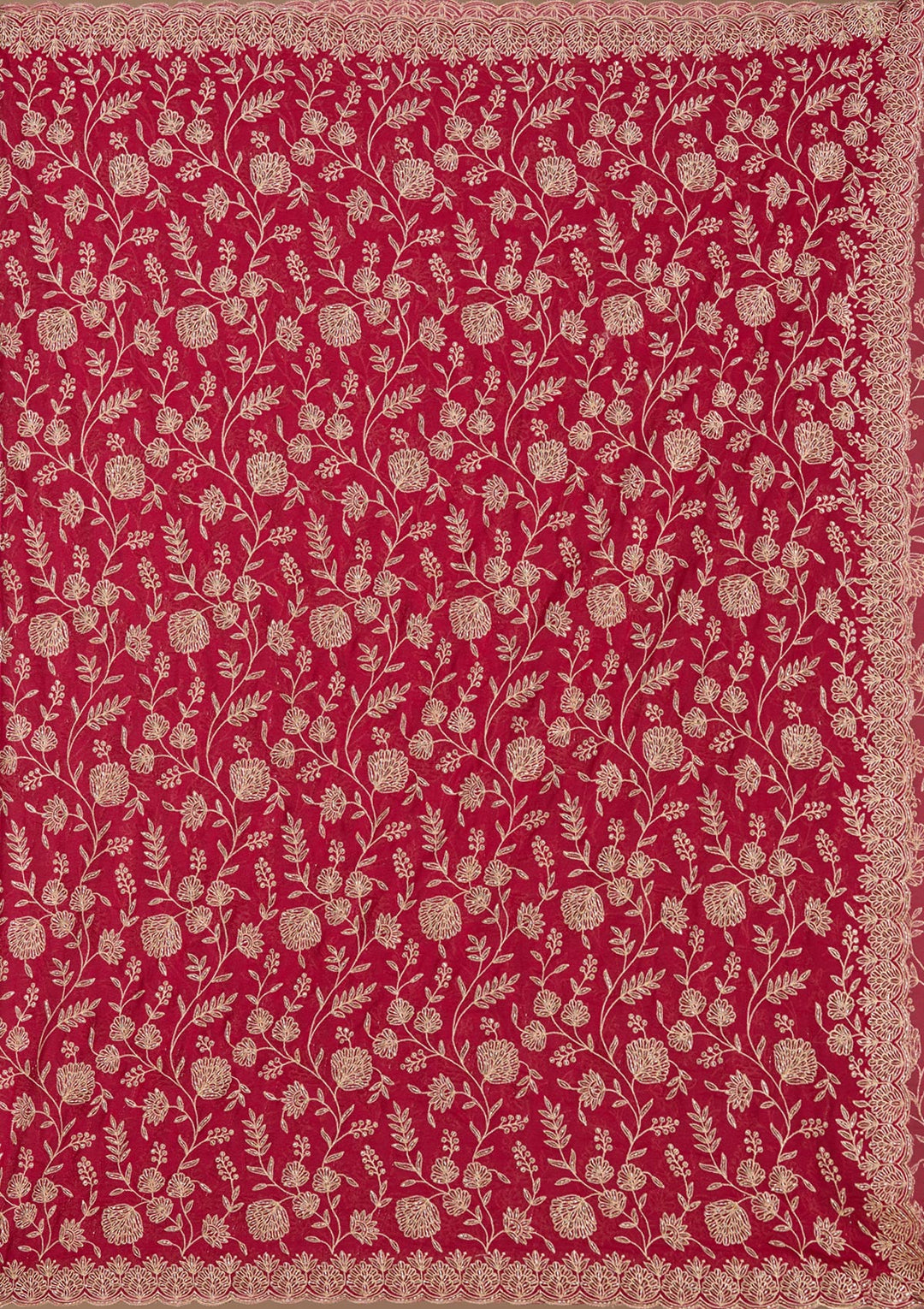 Magenta Pink Zariwork (Gold) Georgette Saree