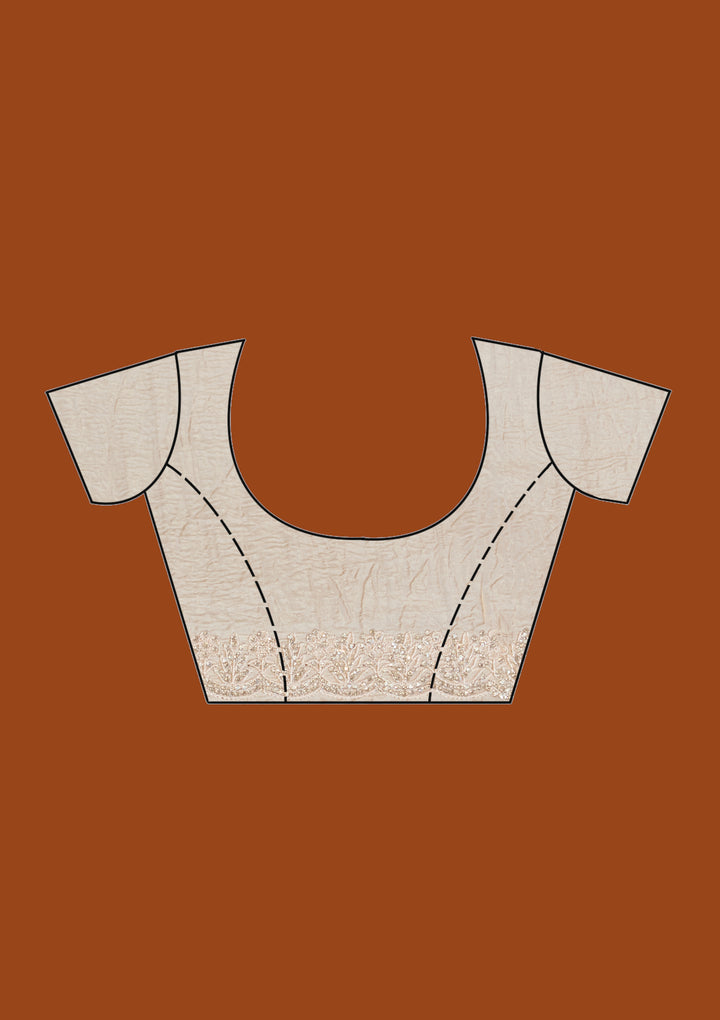 Beige Stonework (Gold) Tissue Saree