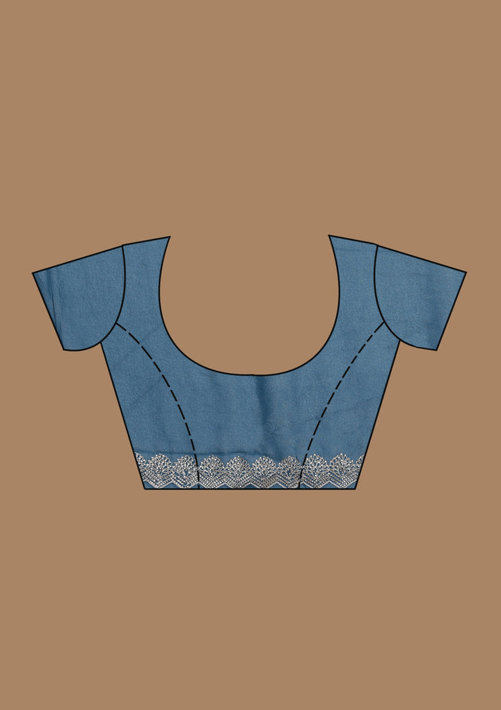 Peacock Blue Zariwork (Silver) Georgette Saree