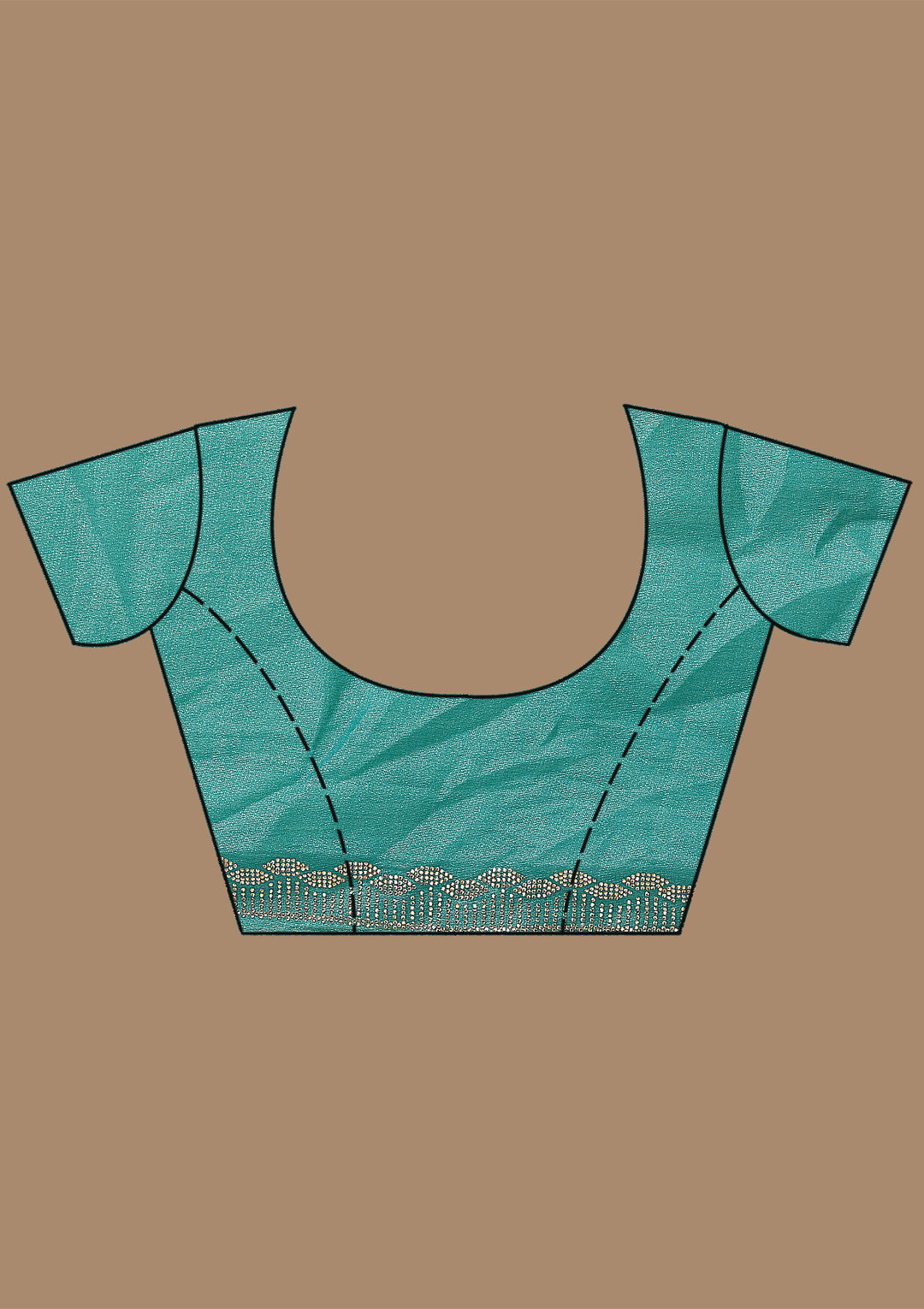 Sea Green Tissue Floral Badla Saree With Matching Blouse Piece