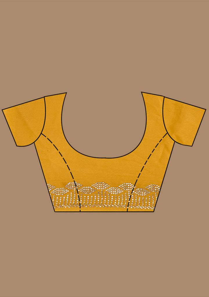 Yellow Tissue Floral Badla Saree With Matching Blouse Piece