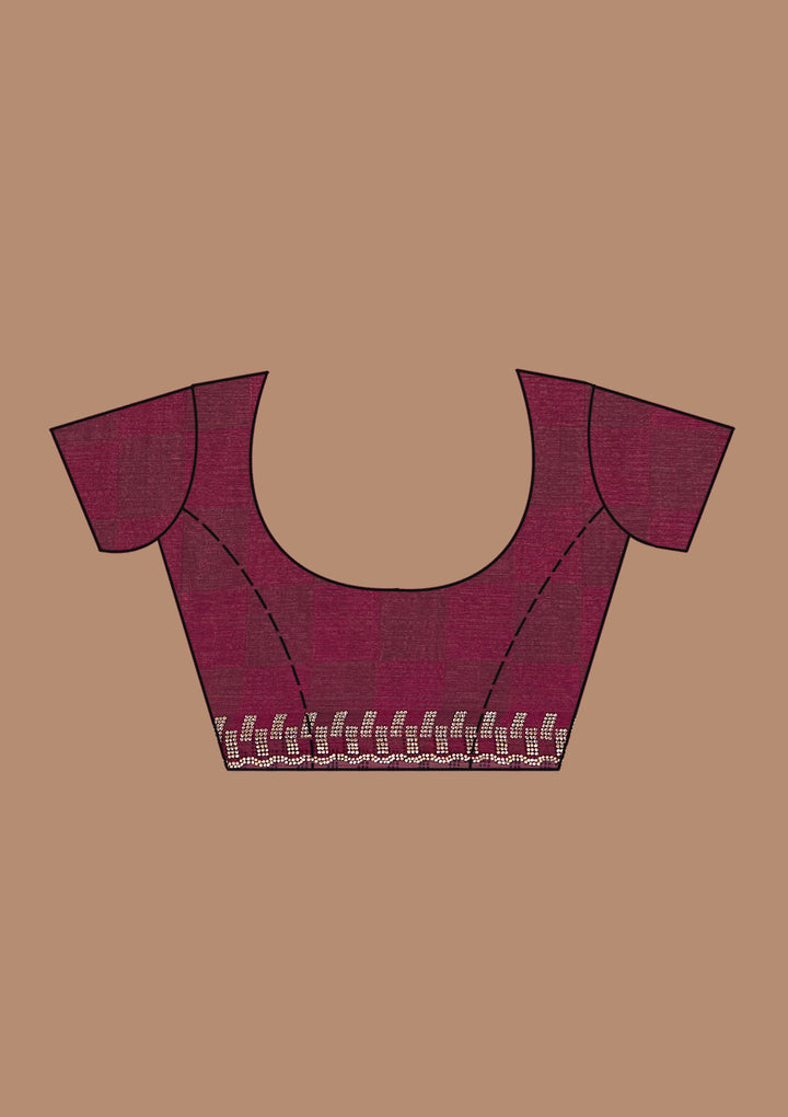 Wine Tissue Gold Stonework Saree With Matching Blouse Piece