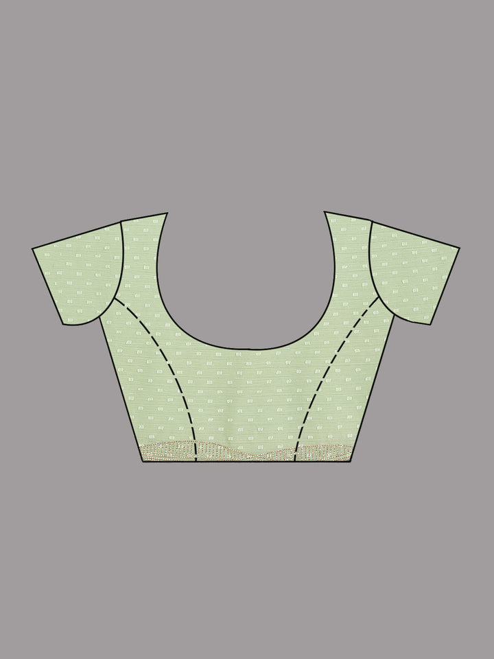 Pista Green Stonework (Silver) Chiffon Saree