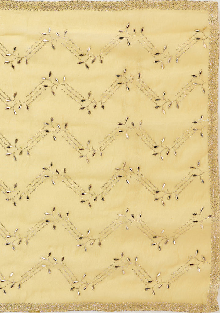 Lemon Yellow Stonework (Gold) Tissue Saree