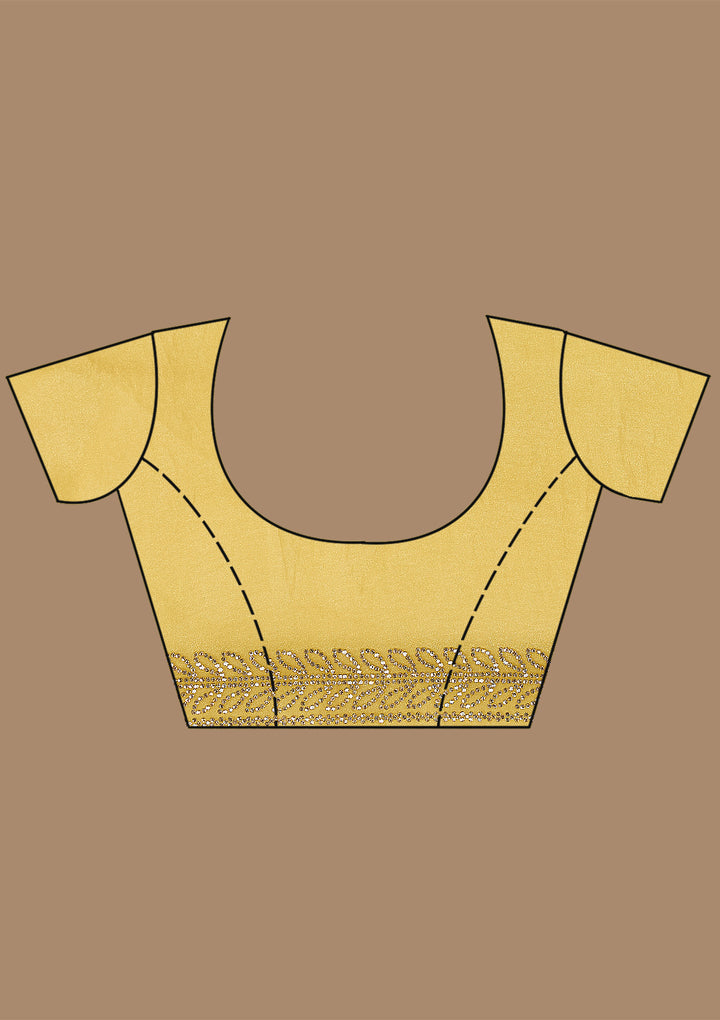 Lemon Yellow Stonework (Gold) Tissue Saree