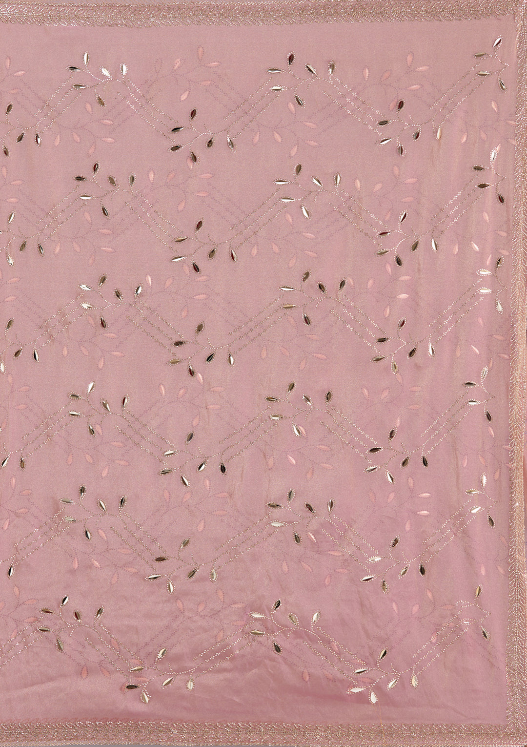 Onion Pink Tissue Gold Stonework Saree With Matching Blouse Piece