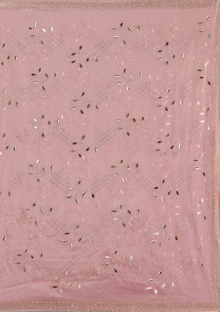 Onion Pink Tissue Gold Stonework Saree With Matching Blouse Piece
