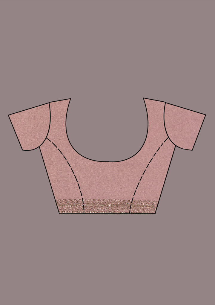 Onion Pink Tissue Gold Stonework Saree With Matching Blouse Piece