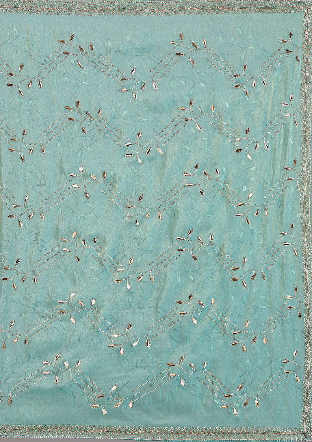 Sea Green Stonework (Gold) Tissue Saree