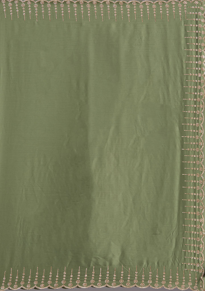 Mehendi Stonework (Gold) Chiffon Saree