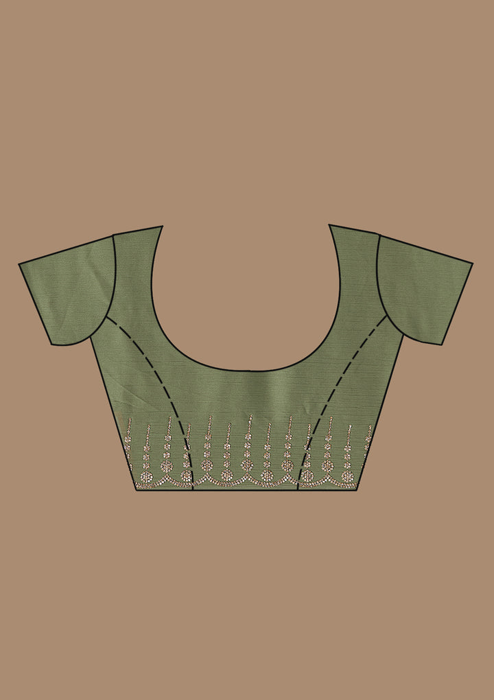 Mehendi Stonework (Gold) Chiffon Saree