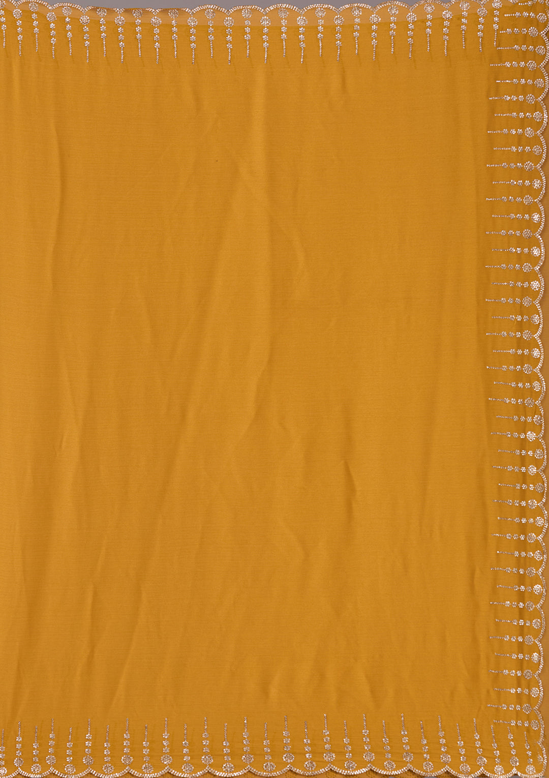 Mustard Stonework (Gold) Chiffon Saree