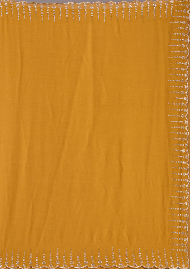 Mustard Stonework (Gold) Chiffon Saree