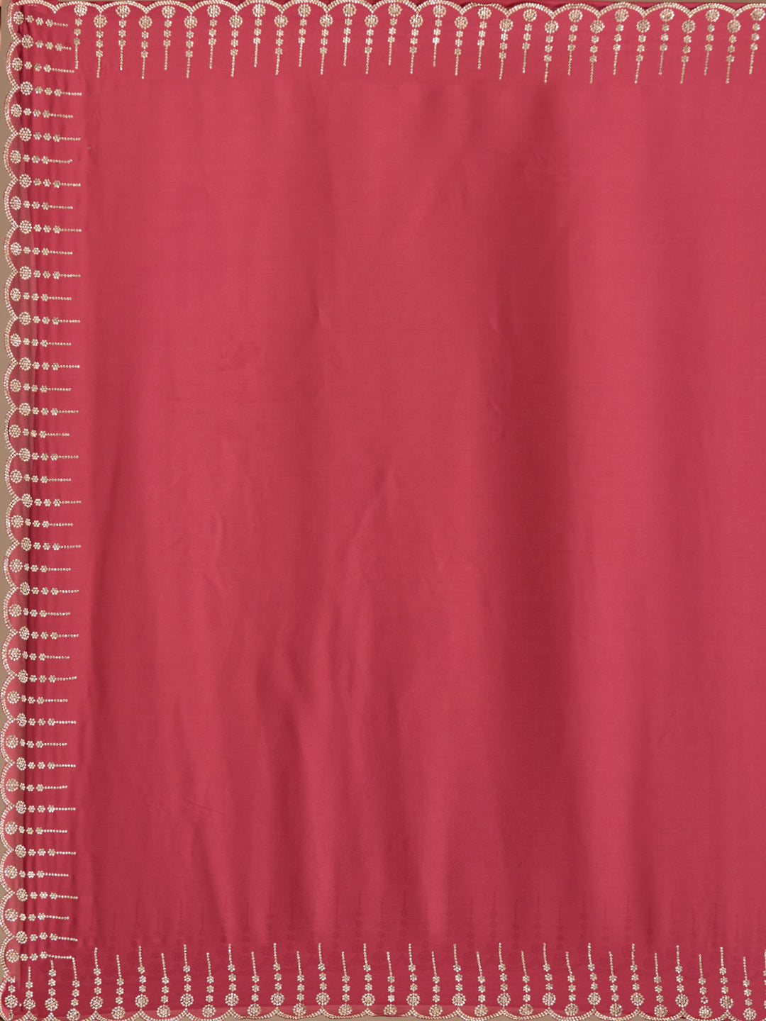 Onion Pink Chiffon Gold Stonework Saree With Matching Blouse Piece