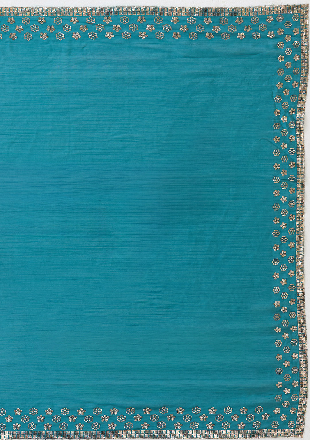 Blue Chiffon Gold Stonework Saree With Matching Blouse Piece