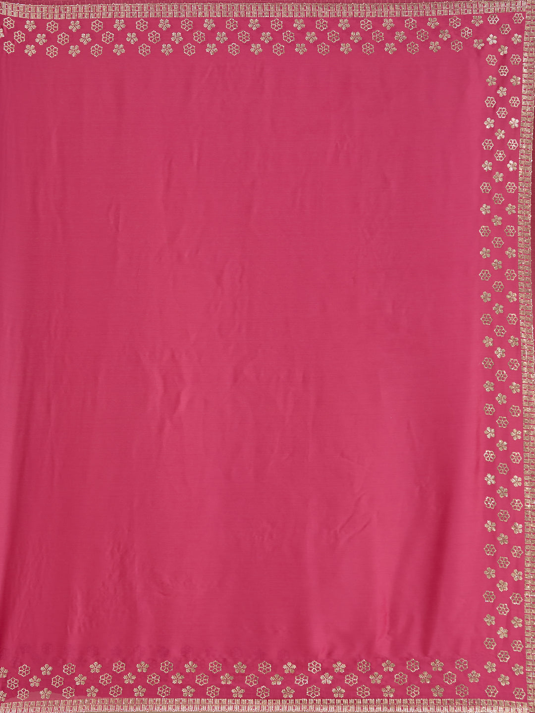 Pink Chiffon Gold Stonework Saree With Matching Blouse Piece