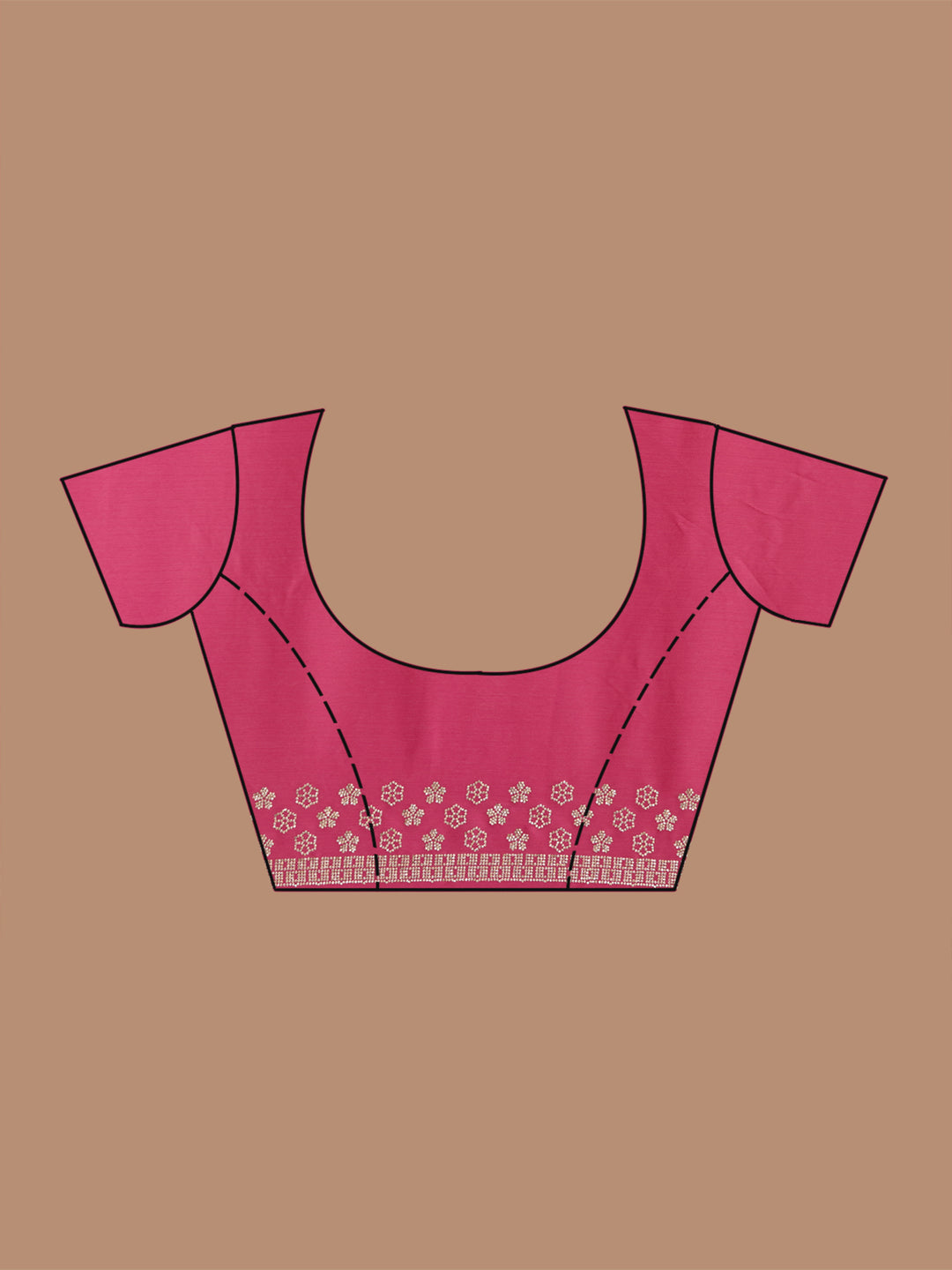 Pink Chiffon Gold Stonework Saree With Matching Blouse Piece