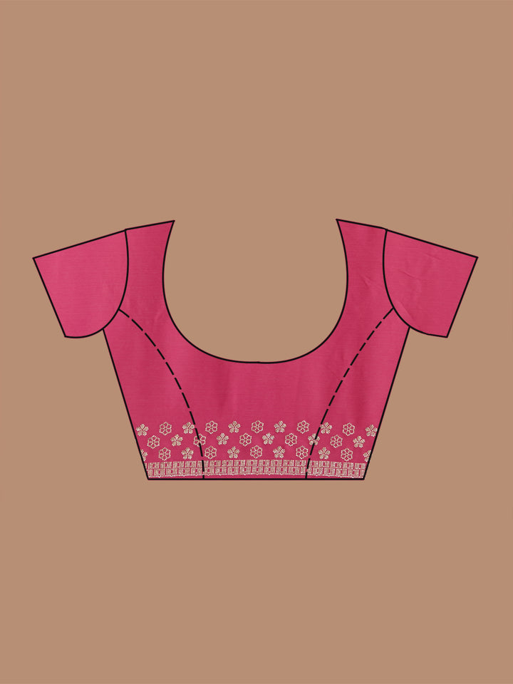 Pink Chiffon Gold Stonework Saree With Matching Blouse Piece