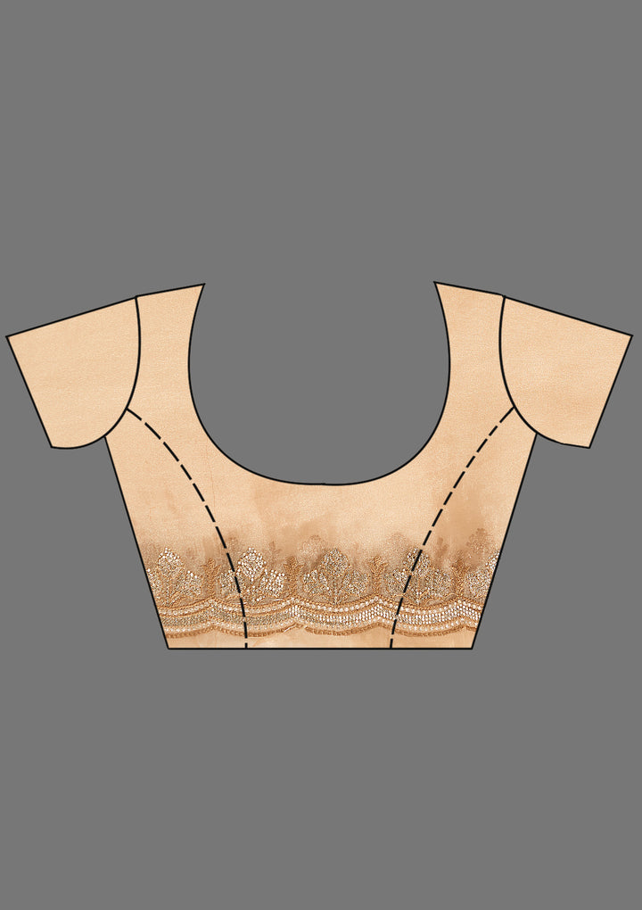 Gold Tissue Gold Stonework Saree With Matching Blouse Piece