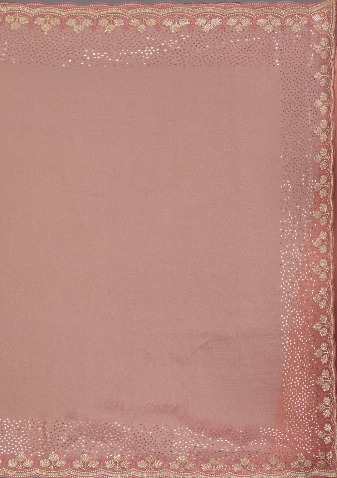 Peach Tissue Gold Stonework Saree With Matching Blouse Piece