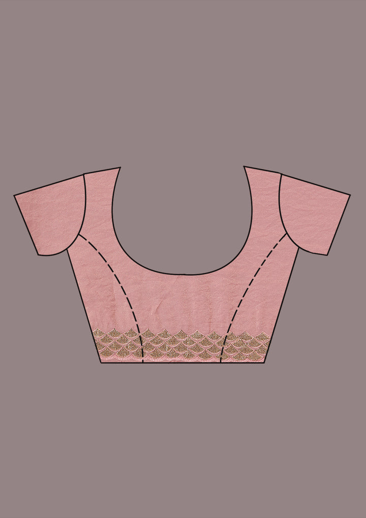 Baby Pink Sequins Tissue Saree