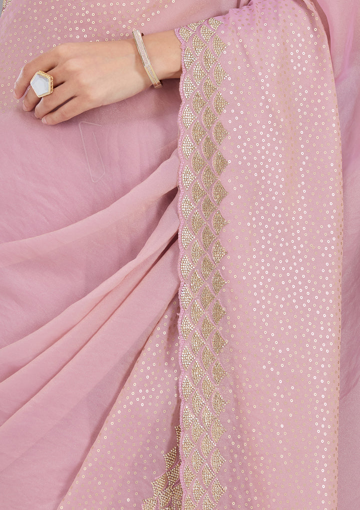 Lavender Sequins Tissue Saree
