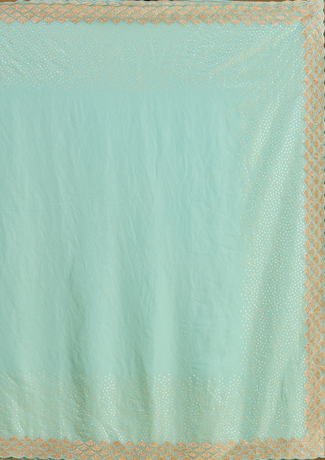 Sea Green Sequins Tissue Saree