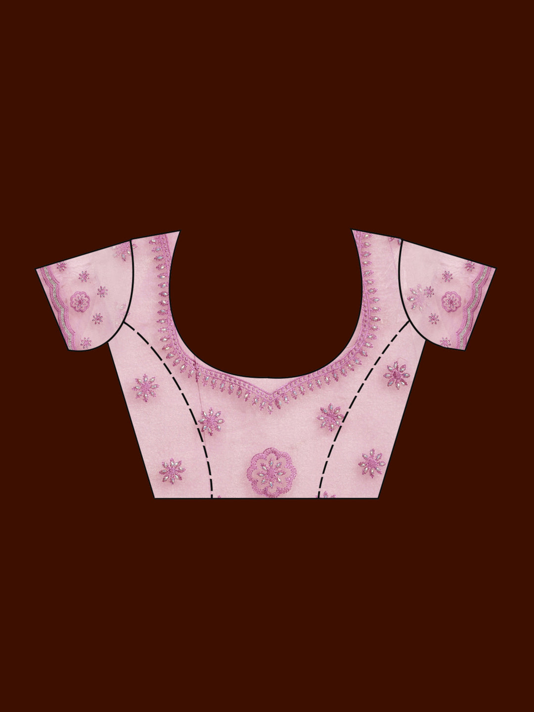 Pink Tissue Threadwork Saree With Matching Blouse Piece