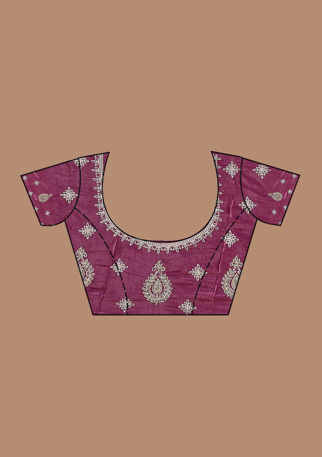 Mauve Organza Threadwork Saree With Matching Blouse Piece