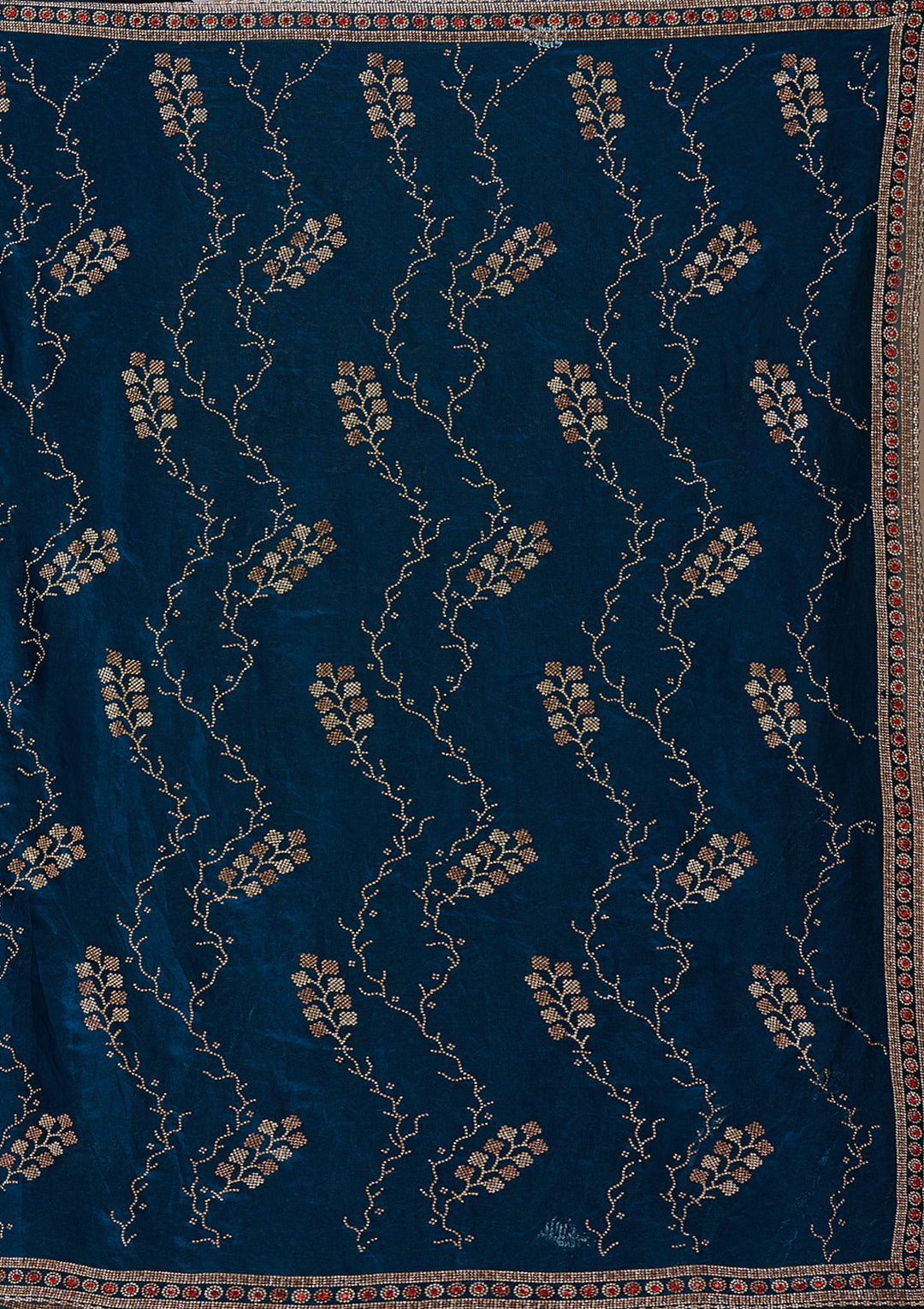 Royal Blue Tissue Gold Stonework Saree With Matching Blouse Piece