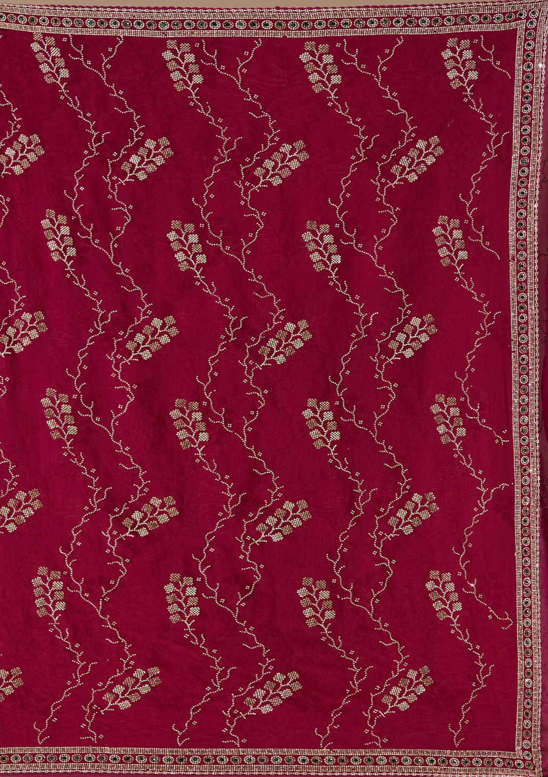 Wine Tissue Gold Stonework Saree With Matching Blouse Piece