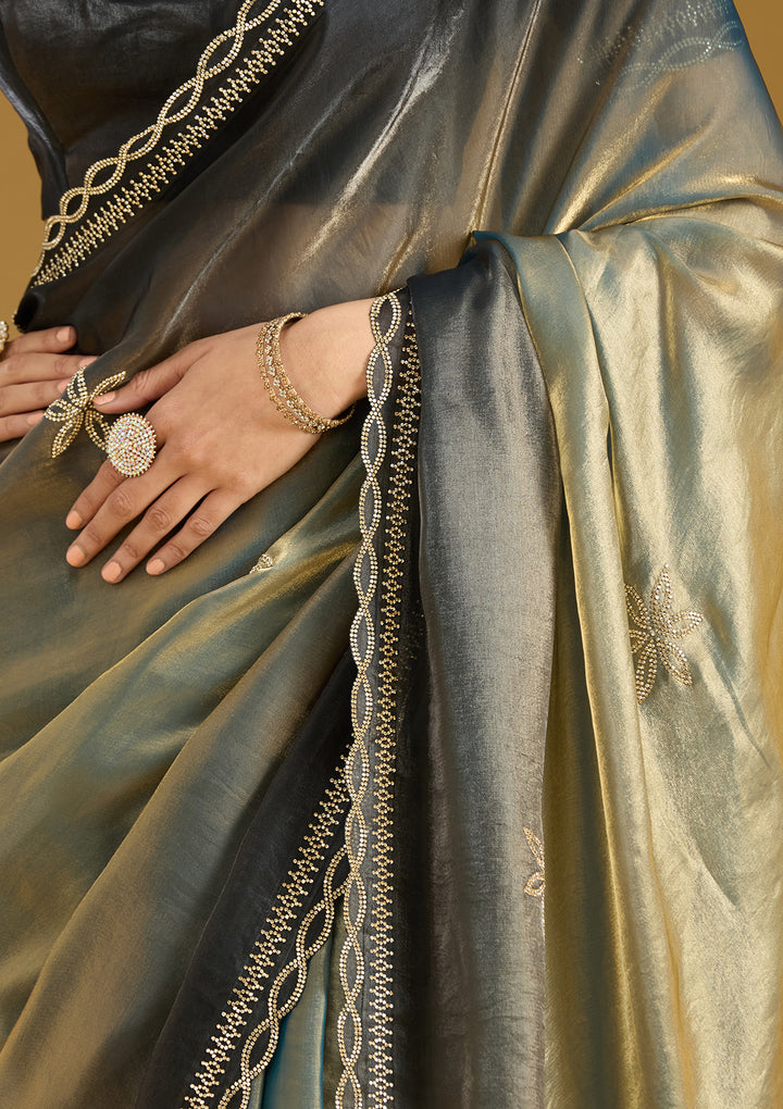 Gold Stonework (Gold) Tissue Saree