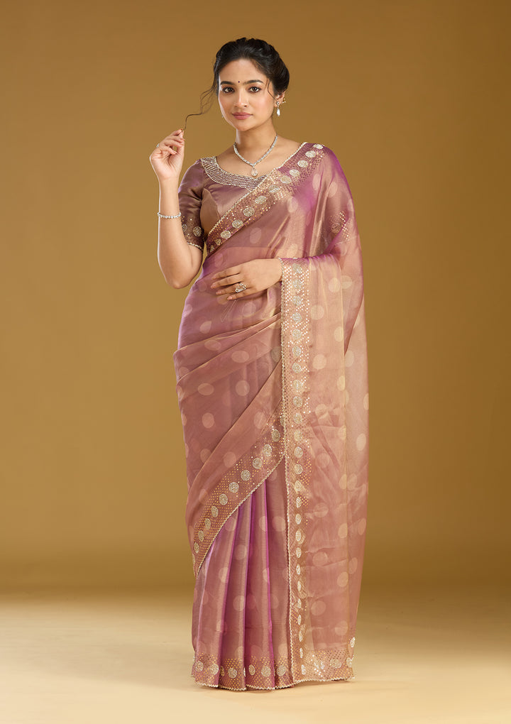 Gold Stonework (Gold) Tissue Saree