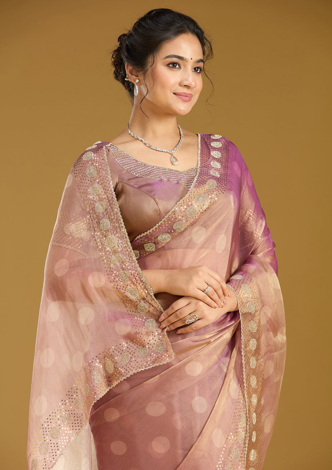 Gold Stonework (Gold) Tissue Saree