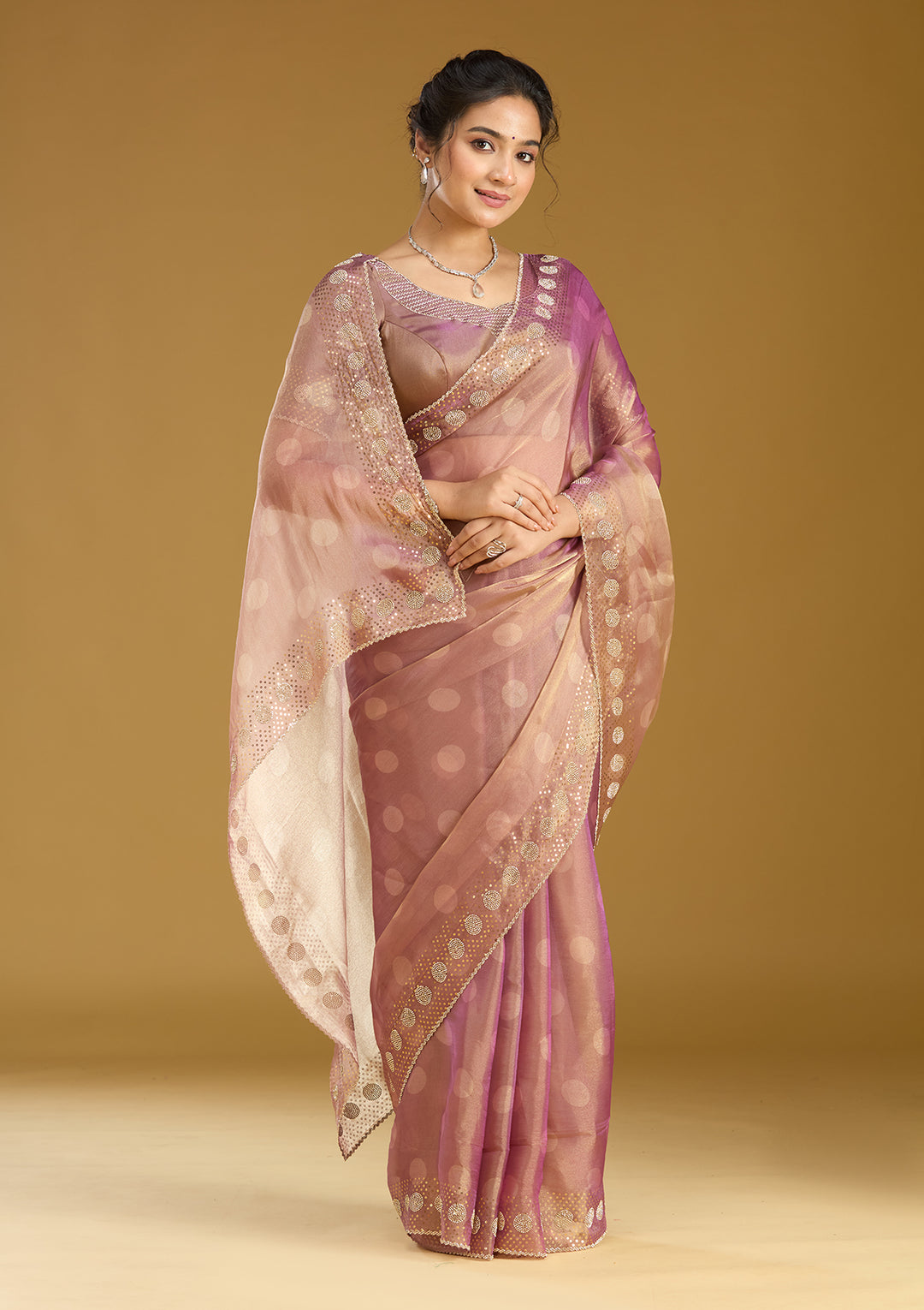 Gold Stonework (Gold) Tissue Saree