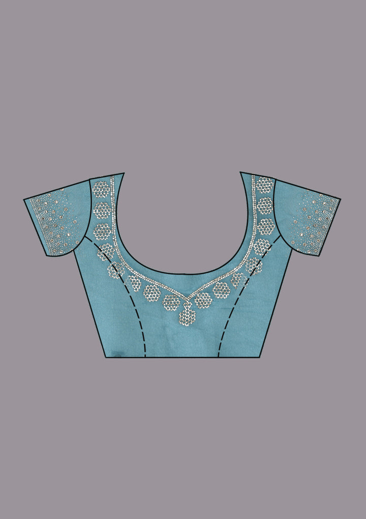 Rani Pink Stonework Tissue Saree