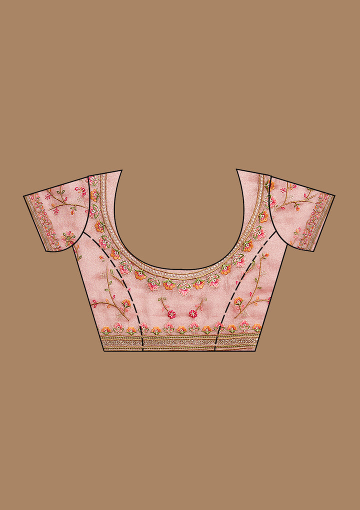 Mauve Threadwork Tissue Saree