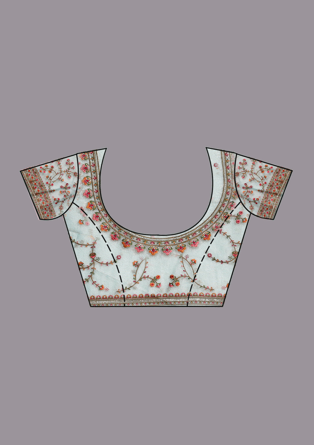 Sea Green Threadwork Tissue Saree