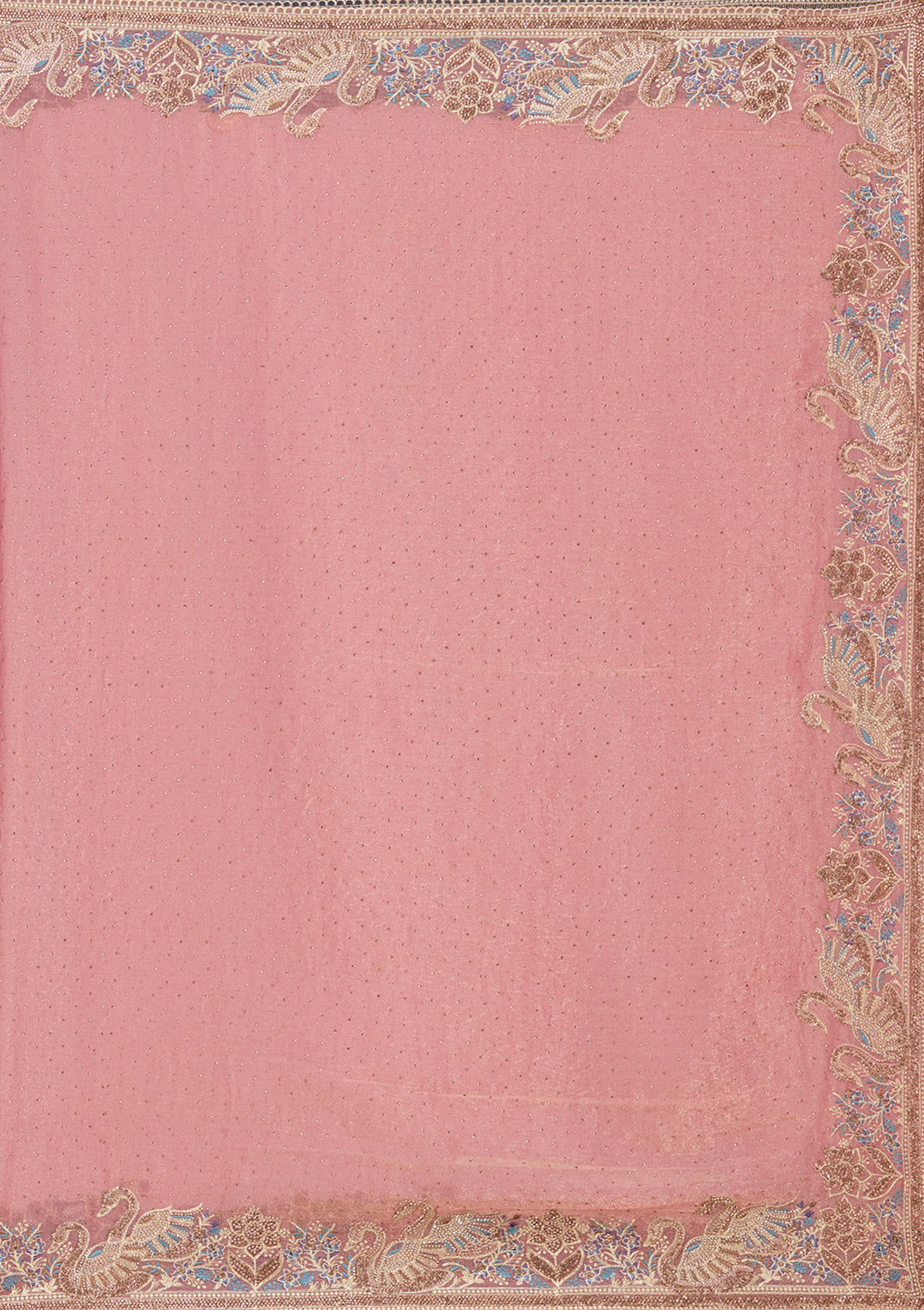 Onion Pink Stonework (Gold) Tissue Saree