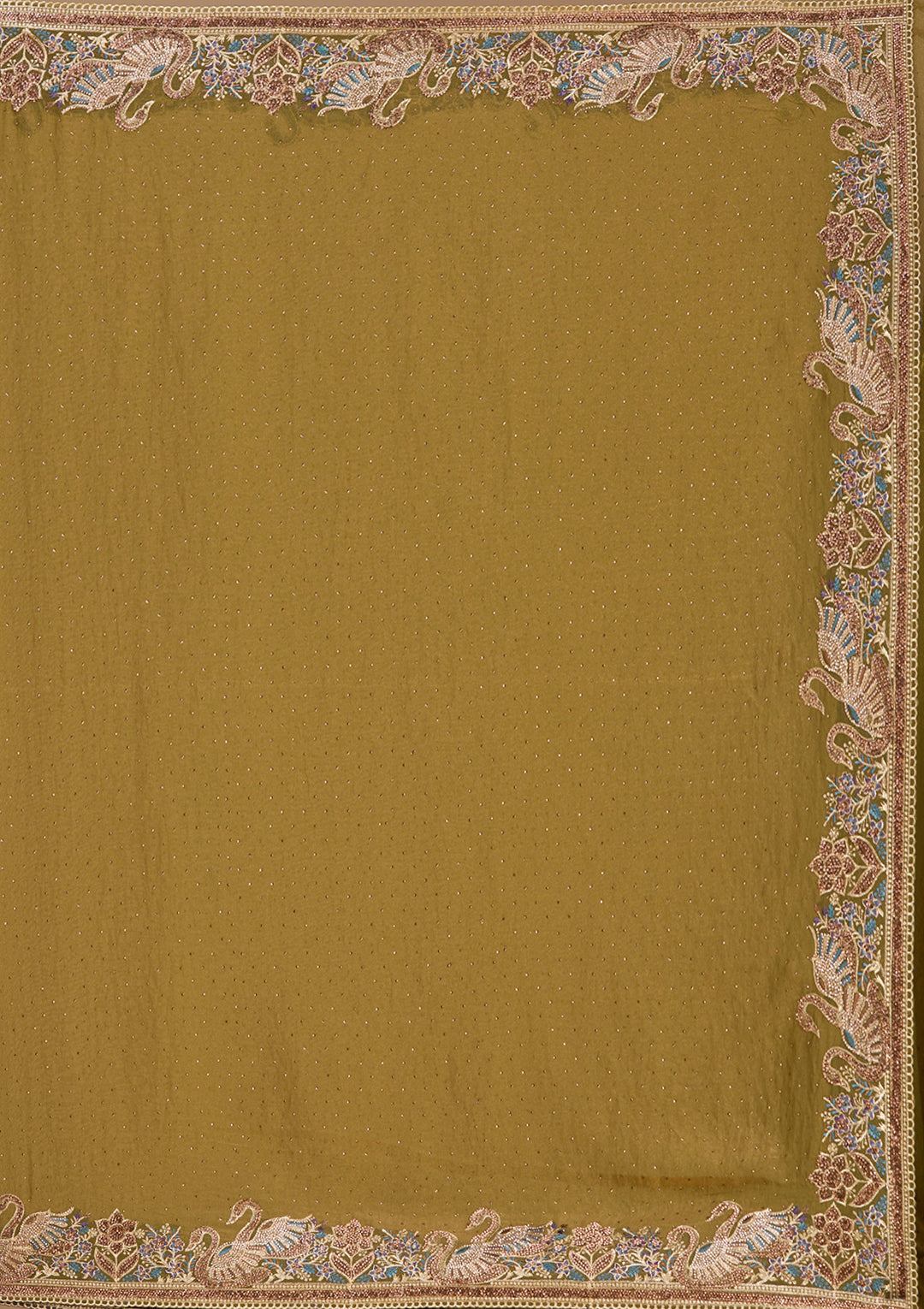 Pista Green Stonework (Gold) Tissue Saree