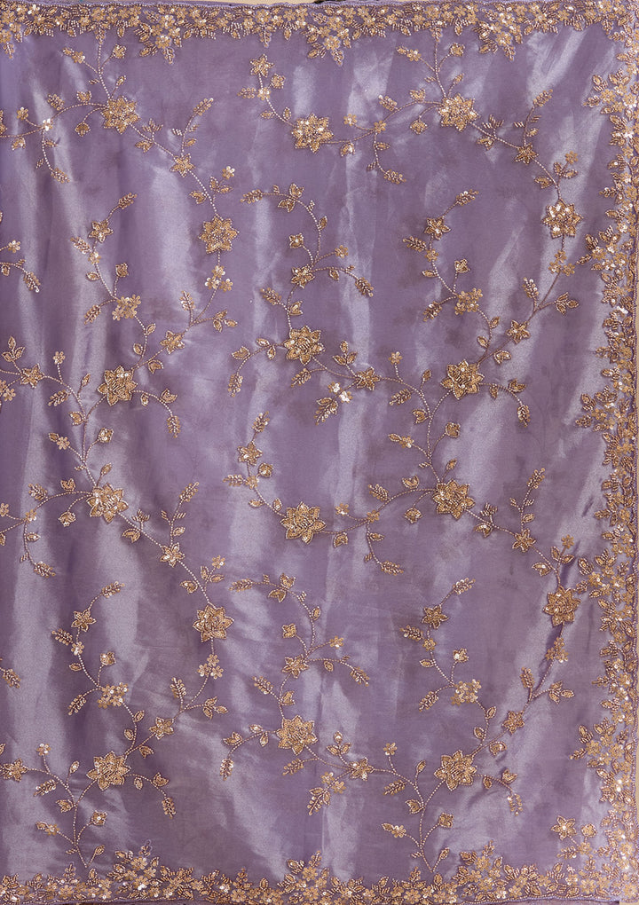 Lavender Cutdana Tissue Saree