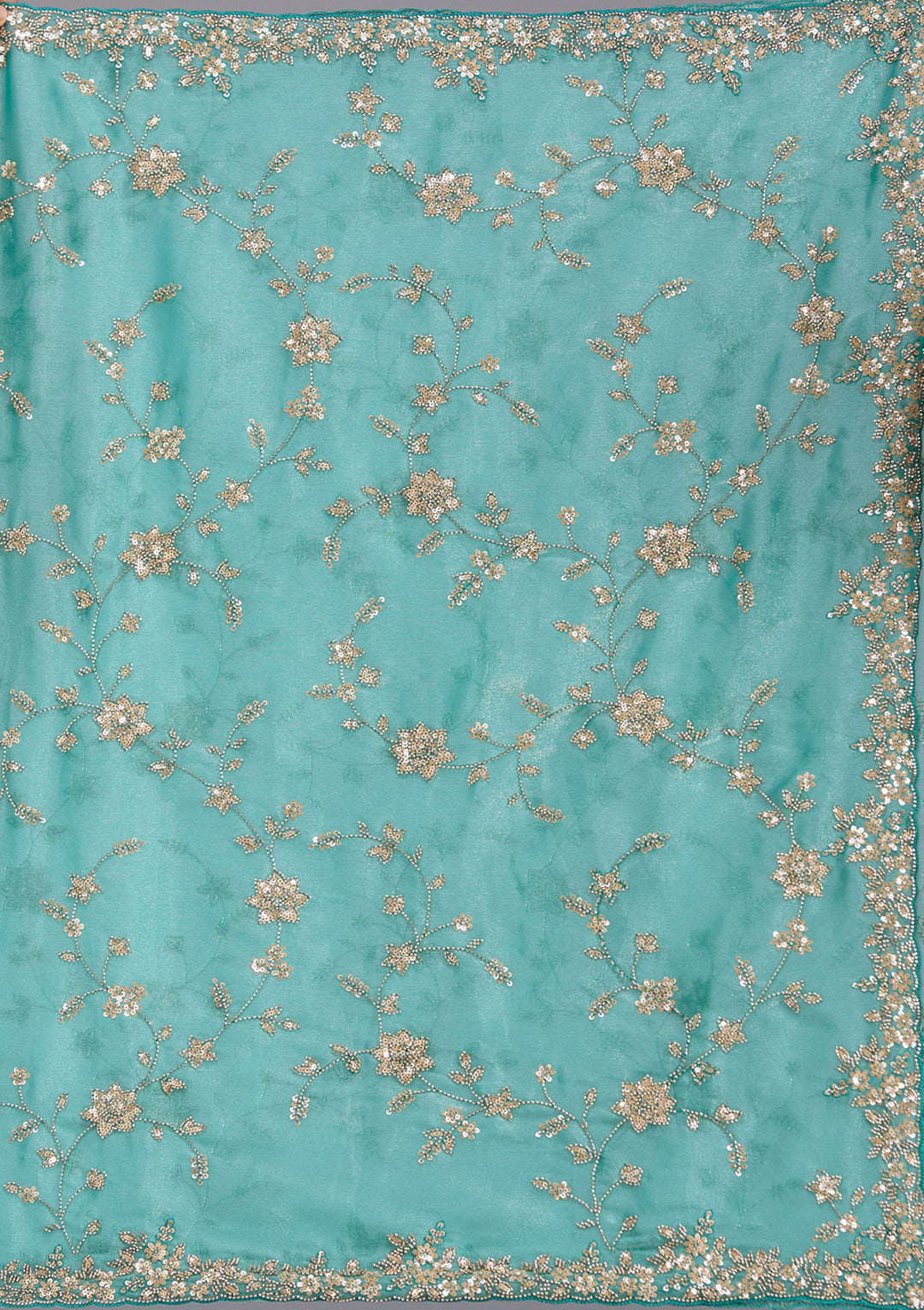 Sea Green Cutdana Tissue Saree