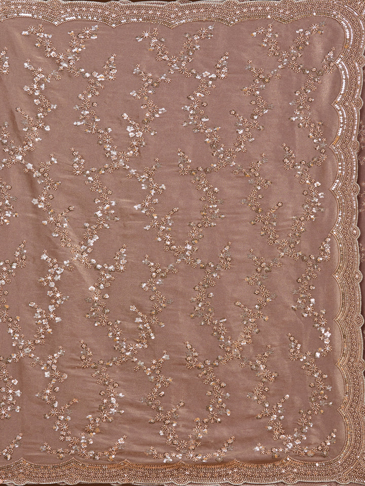 Light Brown Tissue Cutdana Saree With Matching Blouse Piece