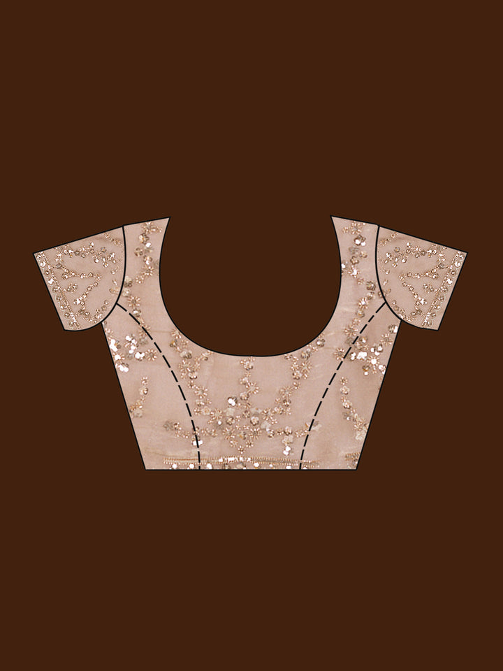 Light Brown Tissue Cutdana Saree With Matching Blouse Piece