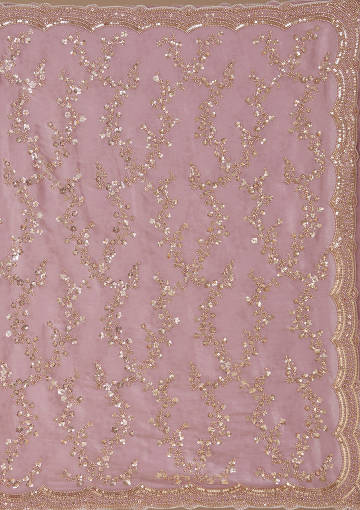 Light Lavender Tissue Cutdana Saree With Matching Blouse Piece