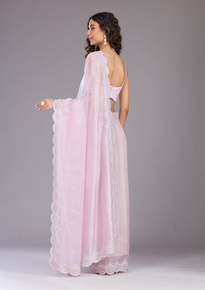 Lavender Sequins Organza Saree