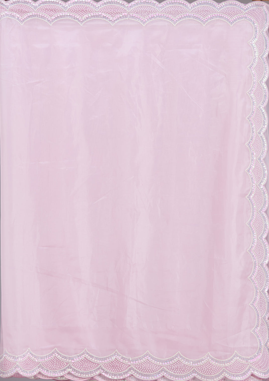 Lavender Sequins Organza Saree