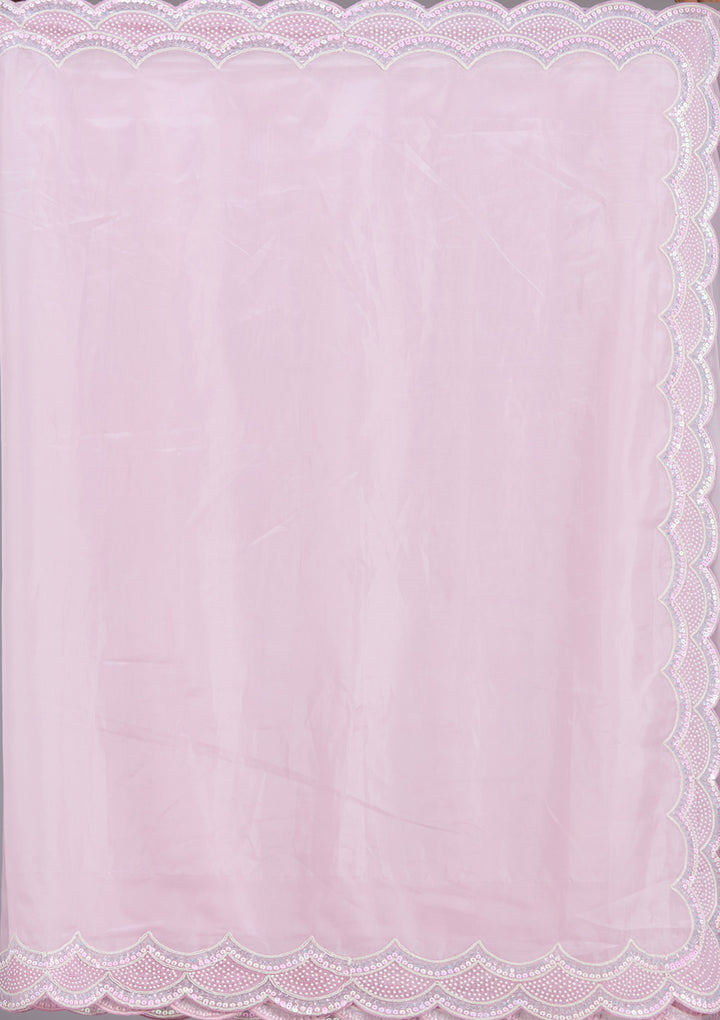 Lavender Sequins Organza Saree